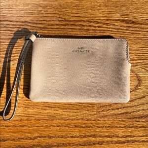 Coach Beige Leather Wristlet